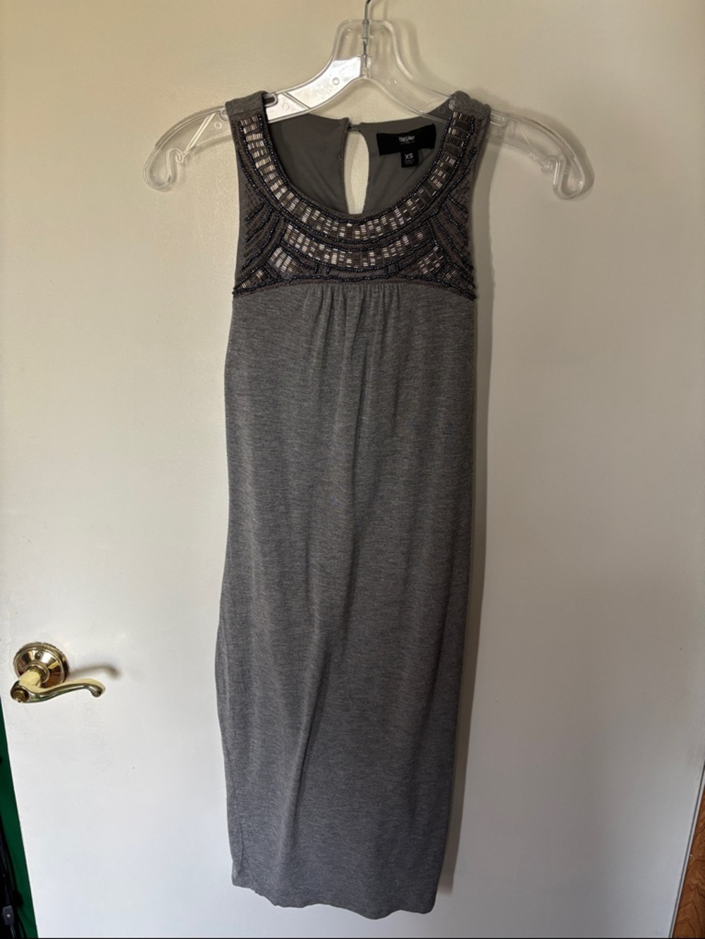 Mossimo Supply Co. Gray Beaded Yoke Sleeveless Midi Dress